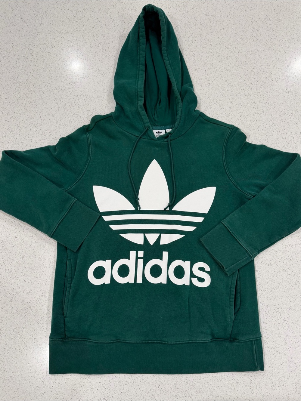 Adidas Originals Womens Trefoil Logo Hoodie Forest Green Pullover Sweatshirt S